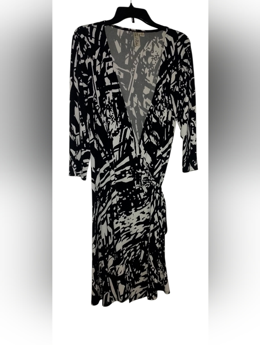 Emma And Michele Abstract Print Wrap Dress in Black and White
